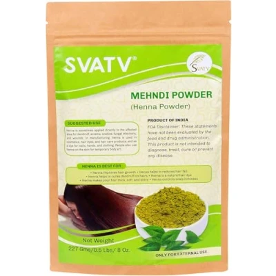 Image of SVATV Henna Powder (Lawsonia Inermis) Natural Looking Hair &amp; Glossy Strengthens and Repairs Damage for Men Women Color 227g 08oz