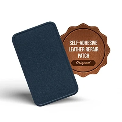 Image of MastaPlasta Premium Leather Repair Patch Navy 10cm x 6cm (4in 2.4in). Instant Upholstery Quality Scratch and Tear for Sofas, Car Interiors, Bags, Vinyl &amp; More
