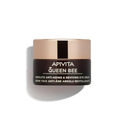 Image of Apivita Queen Bee Absolute Anti Aging &amp; Reviving Eye Cream 15ml With Controlled Release Royal Jelly, Propolis, Honey Fights Crow&#039;s Feet wrinkles Puffiness, Lifts Eyelid, Brightens