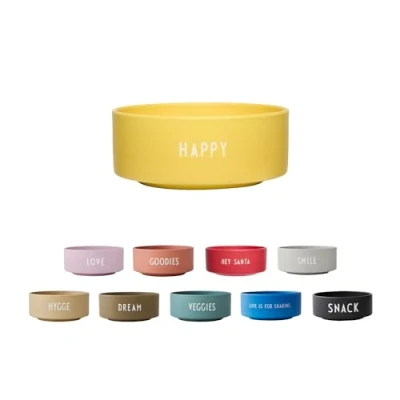 Image of Design Letters Snack Bowl Ideal for Table Decoration, Festive Party Porcelain Decorative with Engraved Breakfast Bowls Salad, Cereals, Soup, Popcorn Dishwasher &amp; Microwave Safe