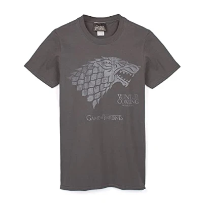 Image of Game of Thrones T Shirt for Men Adults Stark Direwolf Charcoal Short Sleeve Top Winter is Coming War Merchandise