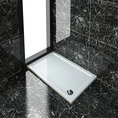 Image of ELEGANT Rectangular 1200 x 760 40 mm Stone Tray for Shower Enclosure Cubicle + Waste Trap