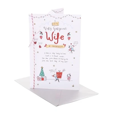 Image of UK Greetings Christmas Card for Wife Sketch Design