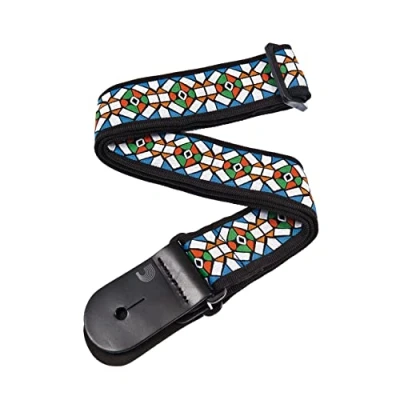 Image of D&#039;Addario Accessories Guitar Strap Electric Strap, Acoustic &amp; Bass Woven Stained Glass