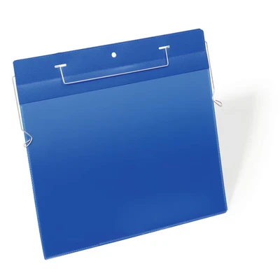 Image of Durable Document Pocket with Wire Hanger A4 Landscape, Pack of 50 Pieces, Dark Blue