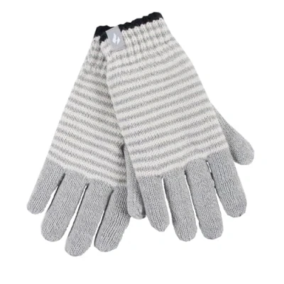 Image of HEAT HOLDERS Ladies Cute Striped Fairisle Warm Knitted Fleece Lined Winter Thermal Gloves (M/L, Grey (Oslo))