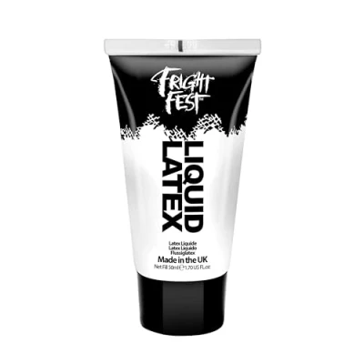 Image of Liquid latex by Fright Fest 50ml sfx makeup great with fake blood stage scar wax, spirit gum and face paint to create amazing halloween zombie skin safe use