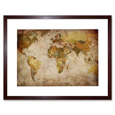 Image of Wee Blue Coo Map Globe World Atlas Antique Style Modern Layout Picture Framed Wall Art Print