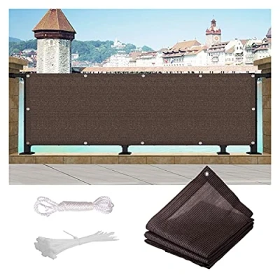 Image of WUZMING Balcony Privacy Screen UV Protection Weatherproof For Fence Outdoor Cover With Cable Ties HDPE Weather Resistant (Color : Brown, Size 70x220cm)