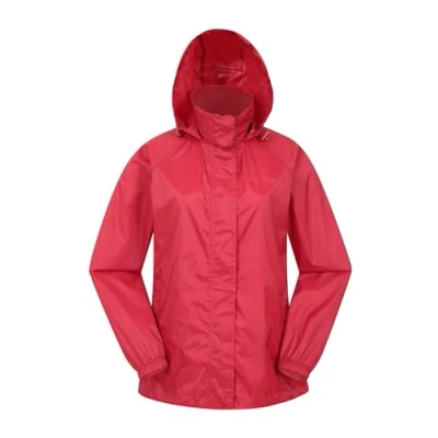 Image of Mountain Warehouse Pakka Womens Waterproof Packable Jacket Foldaway Hood Jacket, Ladies Coat, Lightweight Rain For Spring Summer, Walking, Travelling Red Women&#039;s Size 10