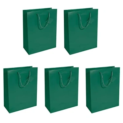 Image of SIGEL GT500 Gift bags, large, 33 x 26 cm, matte, dark Green, 5 Pieces