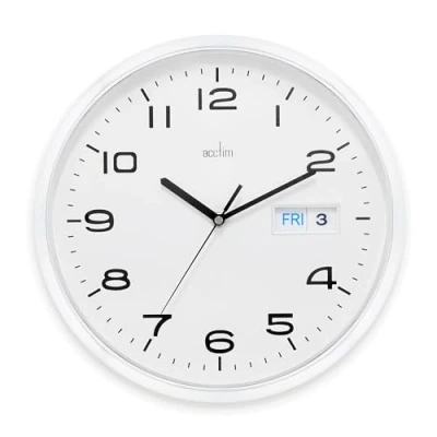 Image of ACCTIM Calendar Wall Clock, White, 32cm Diameter