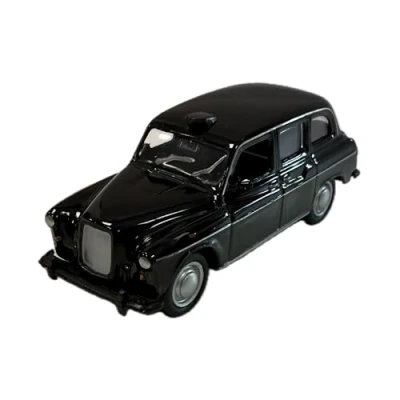 Image of London Black Taxi Mini Model Made of Die Cast Metal and Plastic Parts with Pull Back &amp; Go Action