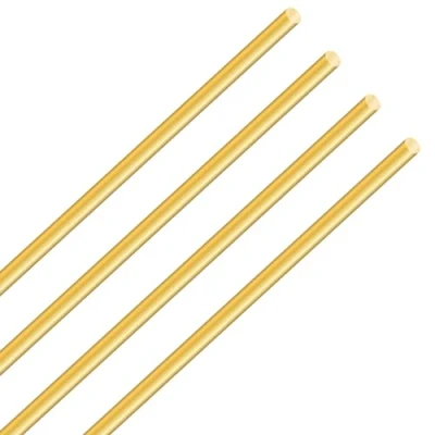 Image of LAVMHAB Round Brass Rod 4mm x 300mm, Solid Shaft Rods Bars for DIY Craft (4pcs)