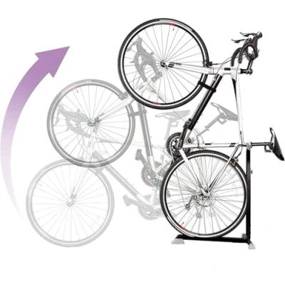 Image of Bike Nook Bicycle Stand, Portable and Stationary Space Saving Rack with Adjustable Height, for Indoor Storage