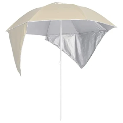 Image of vidaXL Beach Parasol with Side Walls Sand 215 cm