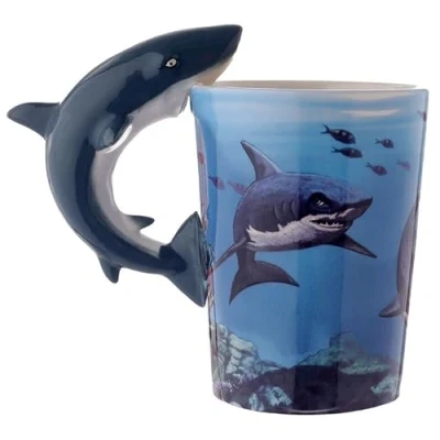 Image of Caribou Living Shark Handle Mug Cup Novelty Sea Life Aquatic 380ml for Hot Drinks Coffee Tea Chocolate