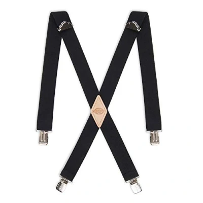 Image of Dickies Men&#039;s 1 1/2 inch Solid Straight Clip Adjustable X Back Suspender, Black, Medium