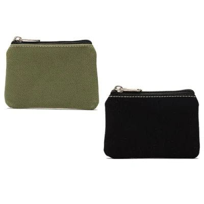 Image of TRKETK 2 Pcs Small Canvas Coin Purse Zip Pouch Money Purses Bag Card Holder Portable Mini Change for Women Men Kids Credit ID Keys(2 Color)