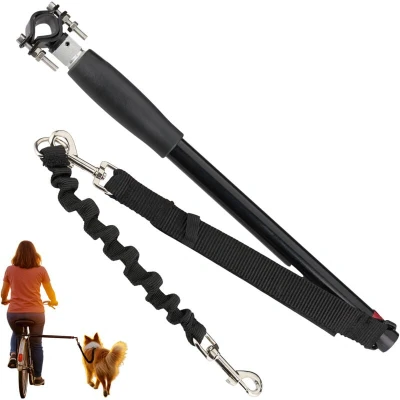 Image of Dog bicycle leash, bike pole with spacer, flexible hands free, black Relaxdays