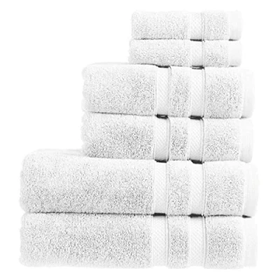 Image of Christy Chroma Towel Set of 6 2 Bath Hand Face Highly Absorbent Heavyweight 675GSM Bold and Bright Soft Smooth Bathroom Shower Towels 100% Cotton Sustainably Made White