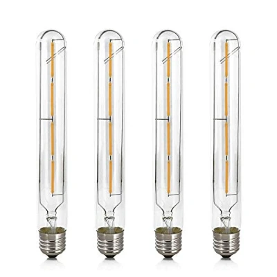 Image of 4 Pack Long Tubular Wire Filament Vintage Light Bulb E27 4W, Replace 40W Halogen White Bulb, 220 240V AC, 3000K Warm 400LM, Non Dimmable (Clear)