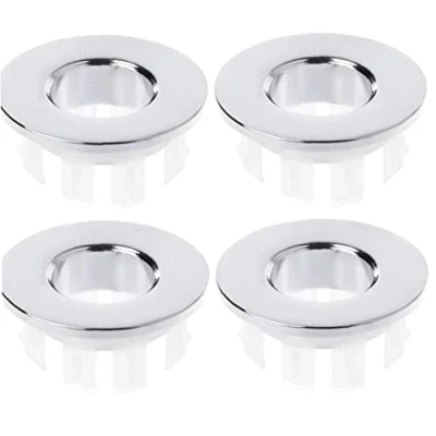 Image of Fituenly Sink Hole Round Overflow Cover 4pcs Solid Brass Cap Bathroom Basin Faucet Insert Ring Replacement