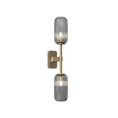 Image of Tacoma Twin Bathroom 2 Light Wall Lamp Antique Brass IP44, G9 (Shade Not Included)