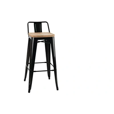 Image of Bolero Bistro Backrest High Stools with Wooden Seat Pad Black (4 pack)