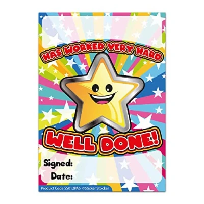 Image of 100 Well Done Star Burst A6 Praisepad Teacher Parent School Praise Pad Rewards