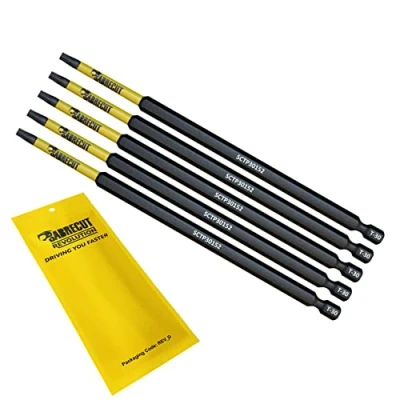 Image of 5 x SabreCut SCTP30152_5 152mm T30 TX30 Torx Tamper Proof Security Magnetic Impact Screwdriver Driver Bits Set Heavy Duty Compatible with Dewalt Milwaukee Bosch Makita and More