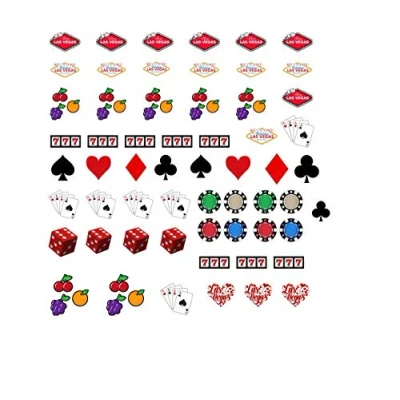 Image of cards and las vegas slots casino Collection (las Water Nail Decals Art)