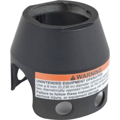 Image of Schneider Electric, Harmony, ZBZ1602, Black metal padlockable guard for Ø40 mushroom head