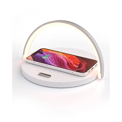 Image of COLSUR LED Desk Lamp with Wireless Charger, Table Touch Control, 3 Brightness Levels, Cell Phone Holder and Eye Caring Night Light for Kids Adult Home Bedroom Office