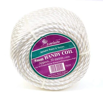 Image of Everlasto Trade Handy Coils White Polypropylene Poly Rope 6mm 8mm 10mm (8MM X 30M)