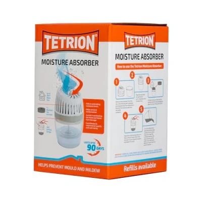Image of Tetrion Moisture Absorber, 630 g Prevents Condensation, Controls Moisture, Improves Air Quality Advanced 360 Airflow, 20m² Coverage Versatile and Easy to Use Solution