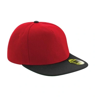 Image of Beechfield Original Flat Peak Snapback One Size Classic Red/Black