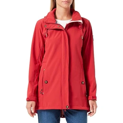 Image of Ankerglut Women&#039;s Softshell Coat, Short Coat with Hood, Lined Transition Jacket, Red, 38