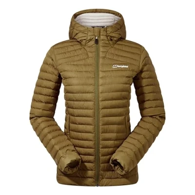 Image of Berghaus Women&#039;s Nula Micro Synthetic Insulated Padded Jacket Long Coat Durable Design Water Resistant Puffer Jacket, Oak Moss, 12