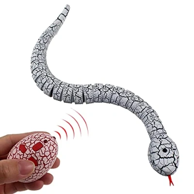 Image of Escomdp RC Snake Infrared Remote Control Animal Car Vehicle Electric Electronic Kids Prank Scary Toy Realistic for Birthday Halloween Christmas (White)