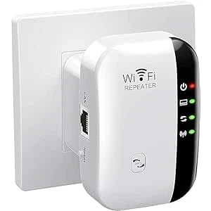 Image of 2025 Newest WiFi Booster, Extender, Repeater, Covers Up to 3600 Sq.ft and 45 Devices, Internet Booster with Ethernet Port, Quick Setup, Home Wireless Signal White