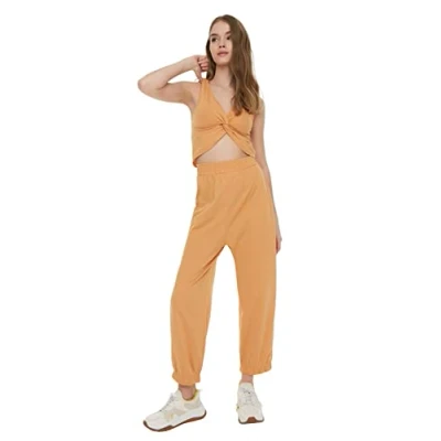 Image of Trendyol Women Loungewear High Waist Wide Leg Regular fit Trousers