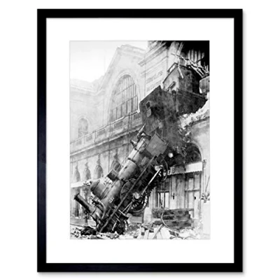 Image of Wee Blue Coo Travel Memorabilia Train Crash Montparnasse Paris France Framed Wall Art Print