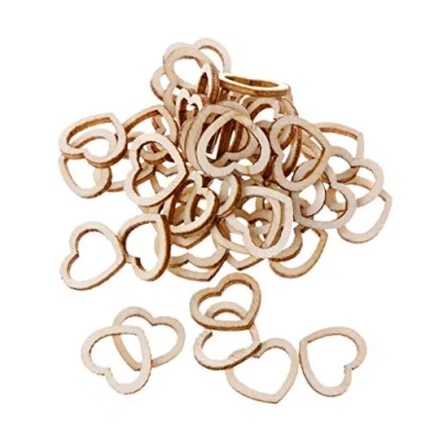 Image of MISUVRSE 50pcs Hollow Wooden Heart Love Decoration Wedding Table Slices R Embellishments For Crafting Butterfly