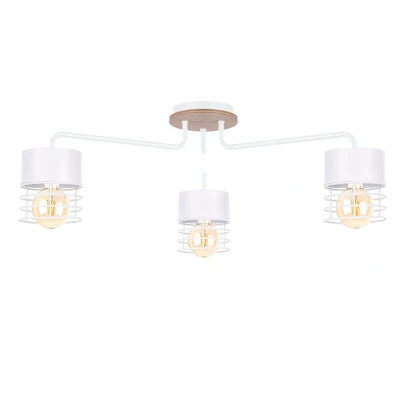 Image of Casa Multi Arm Semi Flush Ceiling Light White, Wood, 70cm, 3x E27