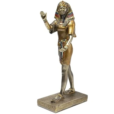 Image of Lachineuse Pharaoh Statue 31 cm Egyptian God Ancient Decoration Object Figurine Golden Bust Original Decorative Gift Idea Home