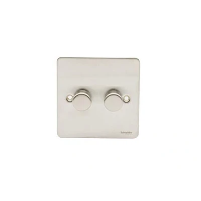 Image of Schneider Electric Ultimate Flat Plate Double 2 Way LED Dimmer Light Switch, 100W/VA, GU6222LMSS, Stainless Steel