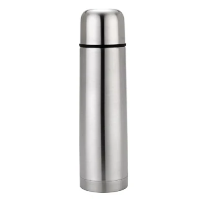 Image of Bargain Factory Water Flask, Double Walled Vacuum Insulated Flask 1l, Leakproof 24 Hours Hot and Cold Bottle, Durable Stainless Steel Interior Exterior, Silver