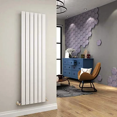 Image of ELEGANT 1600 x 452 mm White Vertical Column Radiator Single Flat Panel Designer Tall Upright Modern Bathroom Central Heating Radiators