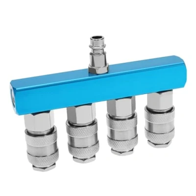Image of Be In Your Mind 4 Way Distributor Connection 1/4 Inch PT Compressed Air Quick Couplings Hose Coupling Splitter